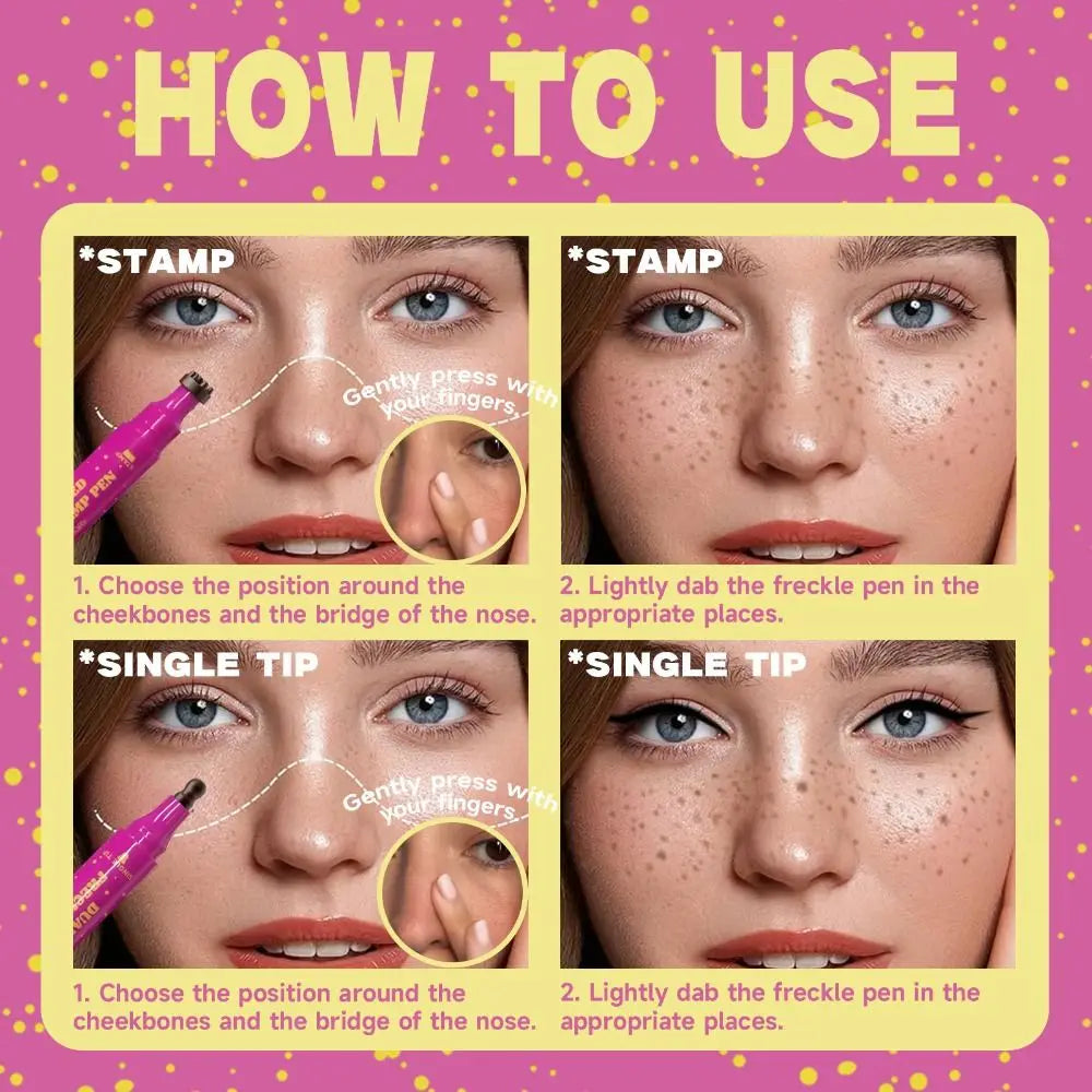 Dual-Ended Waterproof Freckle Stamp Pen (Natural, Long-Lasting)