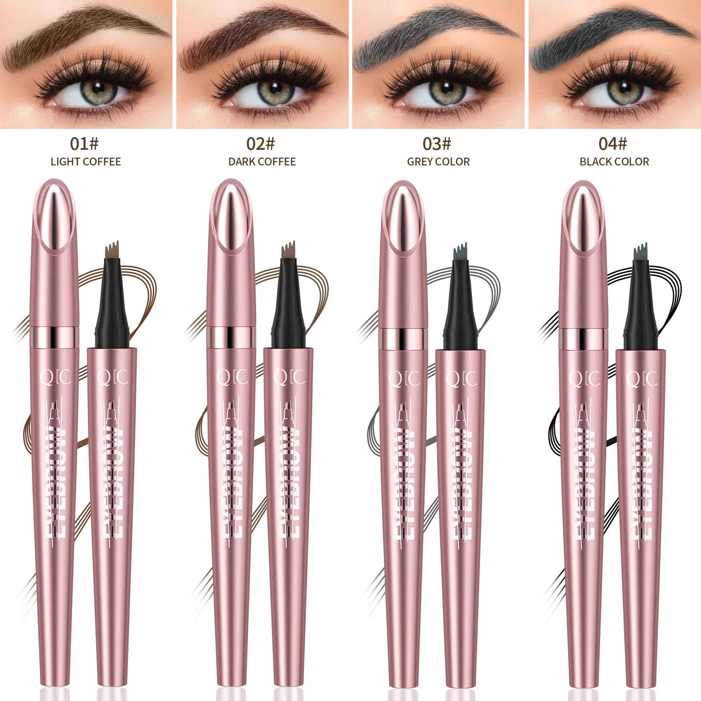 QIC Waterproof 4-Tip Micro Brow Pen