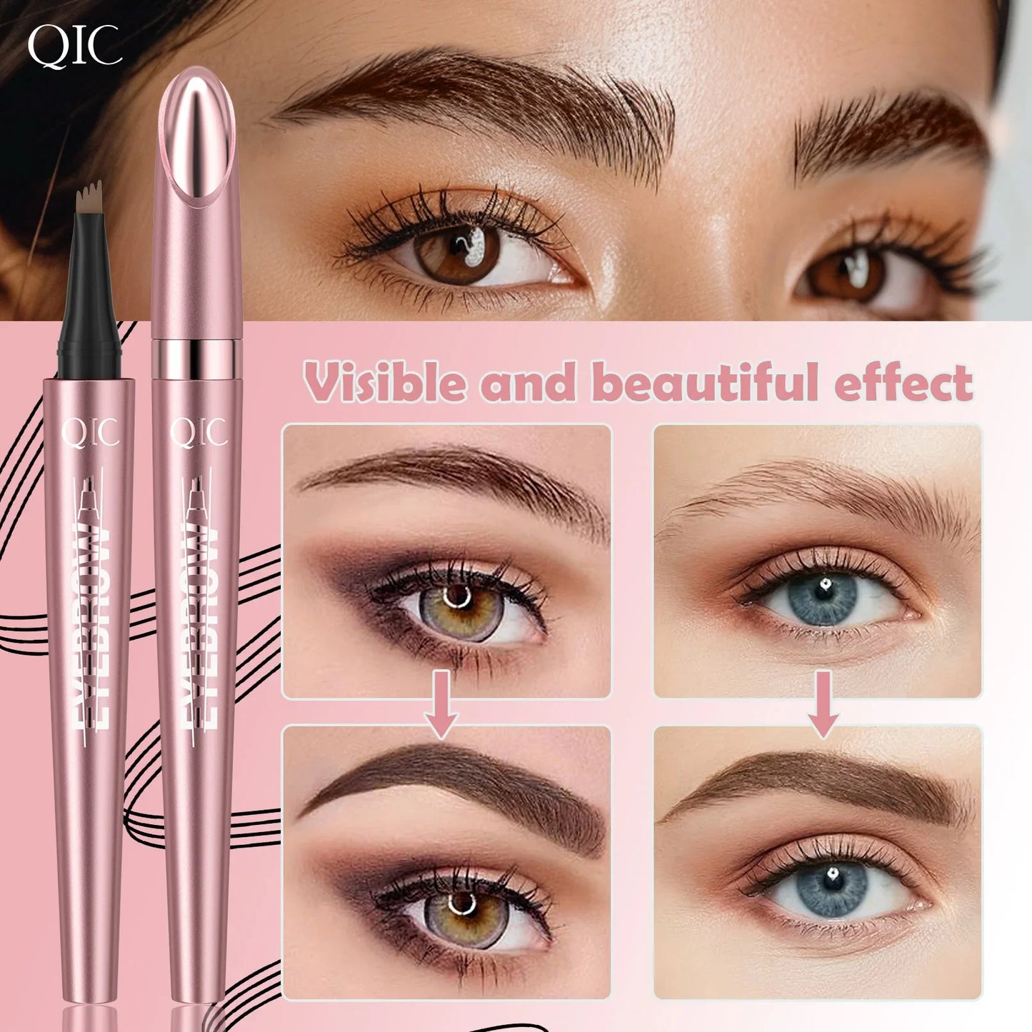 QIC Waterproof 4-Tip Micro Brow Pen