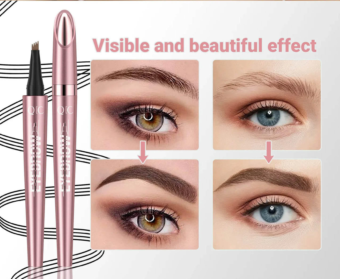 QIC Waterproof 4-Tip Micro Brow Pen