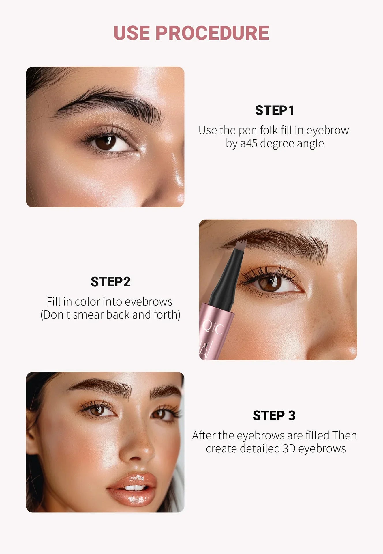 QIC Waterproof 4-Tip Micro Brow Pen
