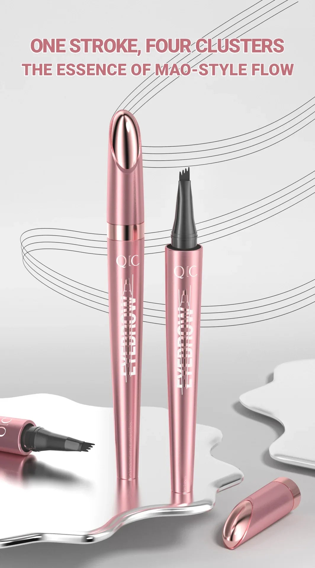 QIC Waterproof 4-Tip Micro Brow Pen